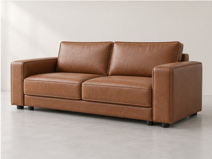 Emvero Tailored Cushion Sofa – 242 cm — Cognac Leather; generated visualisation