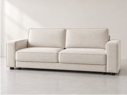Emvero Tailored Cushion Sofa – 242 cm — Ivory Textured Fabric alternate view; generated visualisation