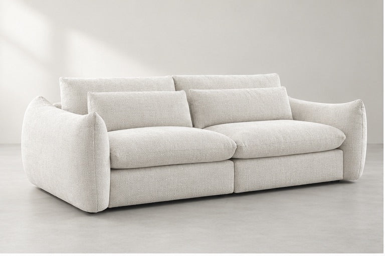 Euvin Deep Cushion Sofa – 259 cm — Ivory Textured Fabric; generated visualisation