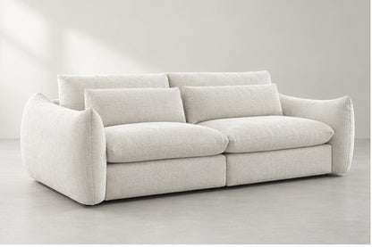Euvin Deep Cushion Sofa – 259 cm — Ivory Textured Fabric; generated visualisation
