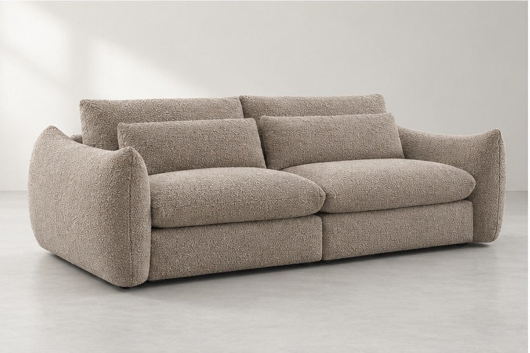 Euvin Deep Cushion Sofa – 259 cm — Taupe Bouclé; generated visualisation
