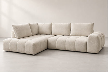 Everin Padded Corner Sofa – 320 cm — Ivory Textured Fabric; generated visualisation