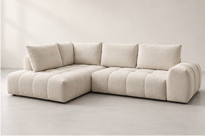 Everin Padded Corner Sofa – 320 cm — Ivory Textured Fabric alternate view; generated visualisation
