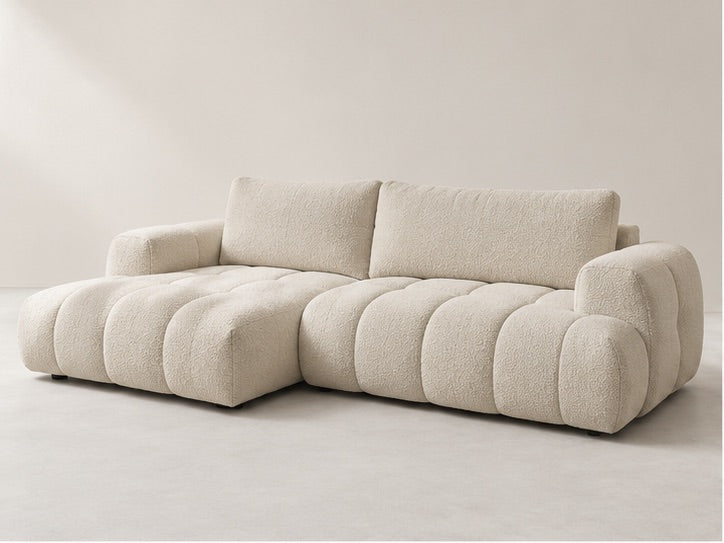 Fujan Sculpted Chaise Sofa – 292 cm — Ivory Textured Fabric; generated visualisation