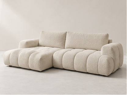 Fujan Sculpted Chaise Sofa – 292 cm — Ivory Textured Fabric; generated visualisation