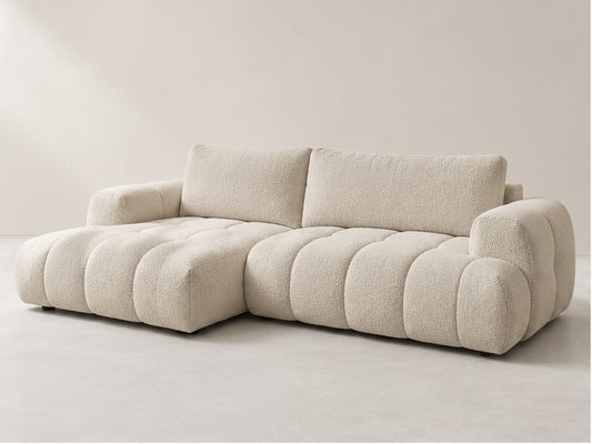 Fujan Sculpted Chaise Sofa – 292 cm — Ivory Textured Fabric; generated visualisation