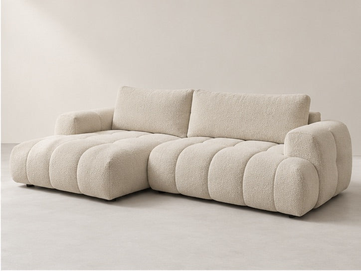 Fujan Sculpted Chaise Sofa – 292 cm — Ivory Textured Fabric alternate view; generated visualisation