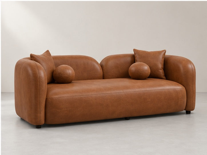 Haiven Curved Lounge Sofa – 240 cm — Cognac Leather; generated visualisation