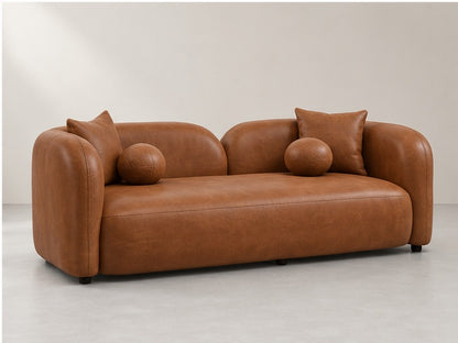 Haiven Curved Lounge Sofa – 240 cm — Cognac Leather; generated visualisation