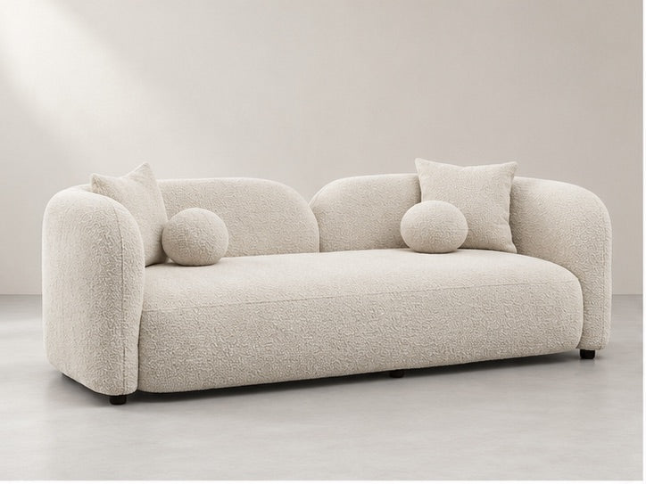 Haiven Curved Lounge Sofa – 240 cm — Ivory Textured Fabric; generated visualisation