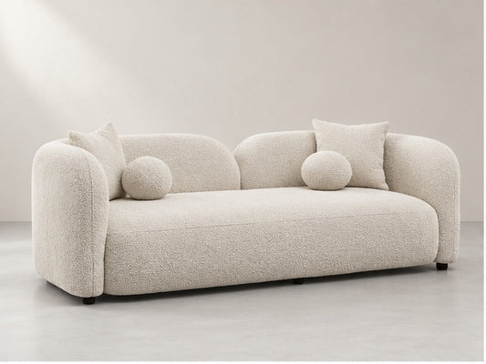 Haiven Curved Lounge Sofa – 240 cm — Ivory Textured Fabric; generated visualisation