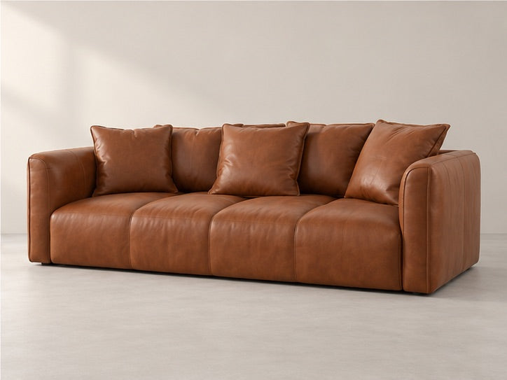 Harlowe Deep Cushion Sofa – 270 cm — Cognac Leather; generated visualisation