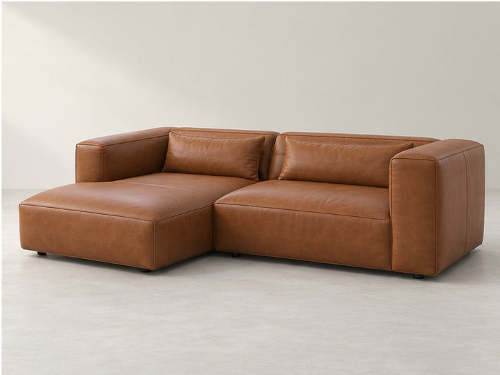 Harron Low Chaise Sofa – 273 cm — Cognac Leather; generated visualisation