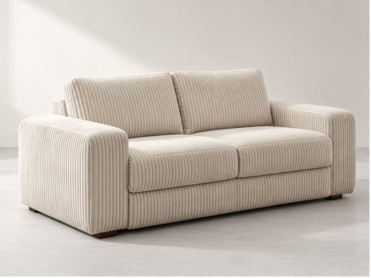 Ibren Tailored Cushion Sofa – 225 cm — Ivory Textured Fabric; generated visualisation