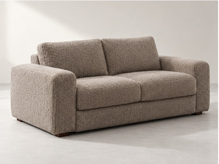Ibren Tailored Cushion Sofa – 225 cm — Taupe Bouclé; generated visualisation