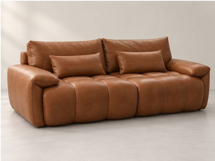 Iverna Deep Channel Sofa – 264 cm — Cognac Leather; generated visualisation