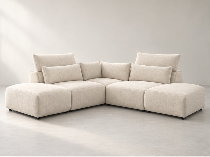 Janora Modular Corner Sofa – 296 cm — Ivory Textured Fabric; generated visualisation