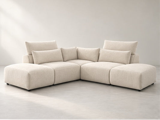 Janora Modular Corner Sofa – 296 cm — Ivory Textured Fabric; generated visualisation