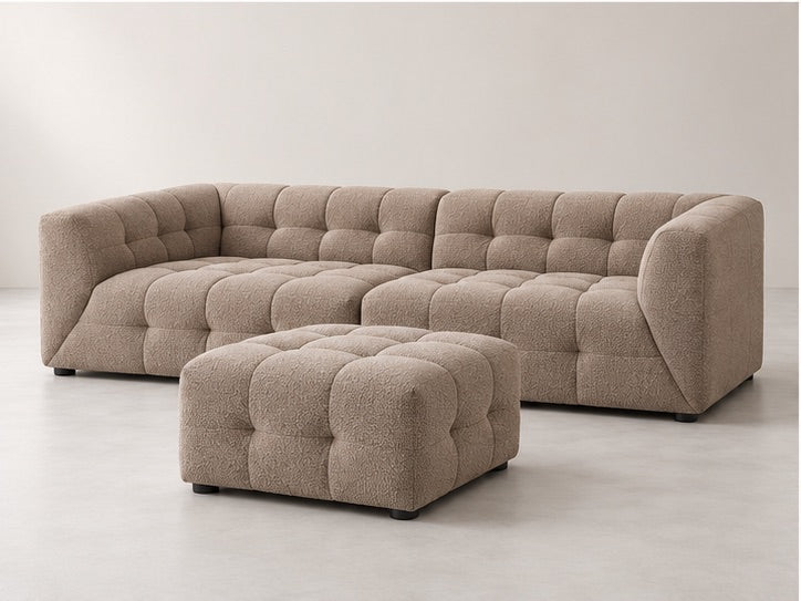 Klevar Grid Sofa and Ottoman Set – 324 cm — Taupe Bouclé; generated visualisation