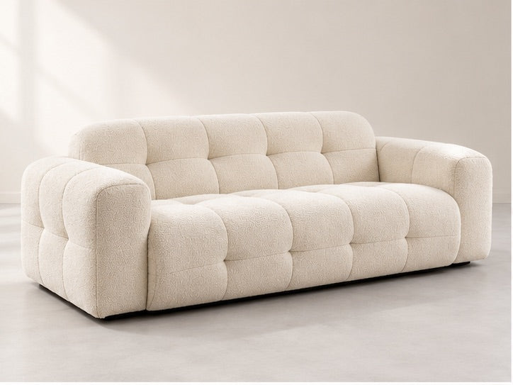 Lauris Grid Lounge Sofa – 232 cm — Ivory Textured Fabric; generated visualisation