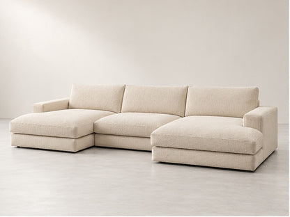 Leorin Panoramic Lounge Sofa – 349 cm — Ivory Textured Fabric; generated visualisation