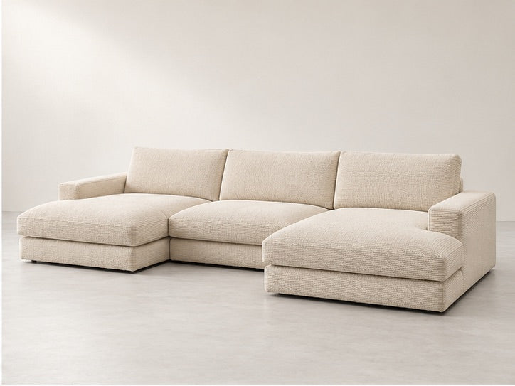 Leorin Panoramic Lounge Sofa – 349 cm — Ivory Textured Fabric alternate view; generated visualisation