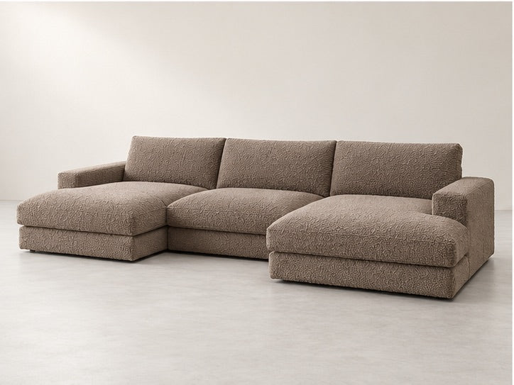 Leorin Panoramic Lounge Sofa – 349 cm — Taupe Bouclé; generated visualisation