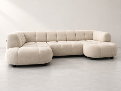 Lovran Double Chaise Sofa – 355 cm — Ivory Textured Fabric; generated visualisation