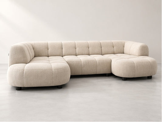 Lovran Double Chaise Sofa – 355 cm — Ivory Textured Fabric; generated visualisation