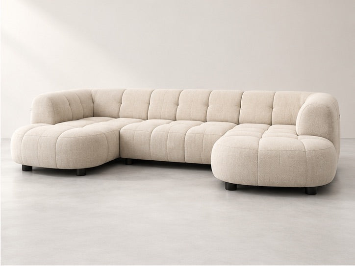 Lovran Double Chaise Sofa – 355 cm — Ivory Textured Fabric alternate view; generated visualisation