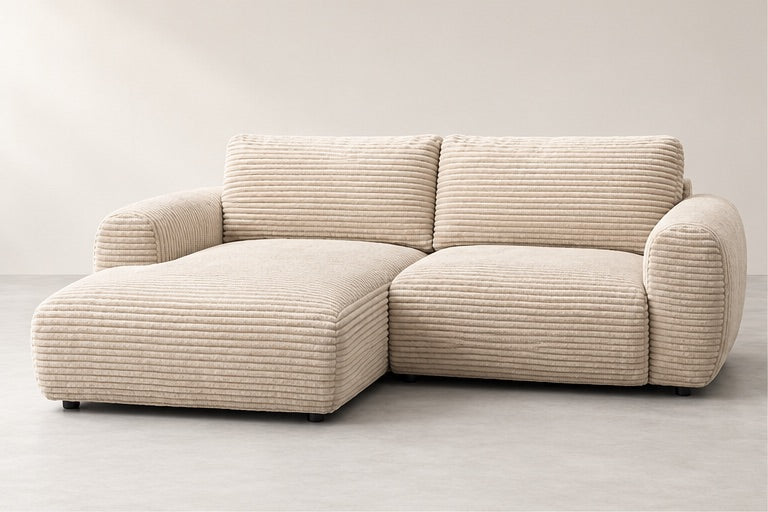 Lucaro Compact Chaise Sofa – 257 cm — Ivory Textured Fabric; generated visualisation