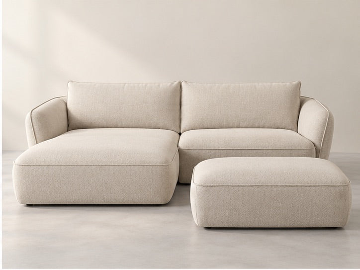 Lugano Corner and Ottoman Set – 260 cm — Ivory Textured Fabric alternate view; generated visualisation