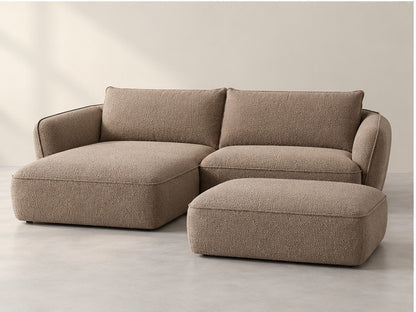 Lugano Corner and Ottoman Set – 260 cm — Taupe Bouclé; generated visualisation