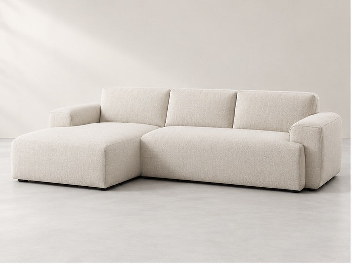 Marell Tailored Chaise Sofa – 292 cm — Ivory Textured Fabric; generated visualisation