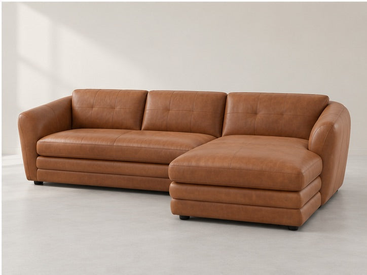 Marbello Tailored Chaise Sofa – 290 cm — Cognac Leather; generated visualisation