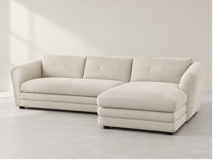 Marbello Tailored Chaise Sofa – 290 cm — Ivory Textured Fabric; generated visualisation