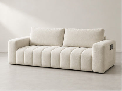 Maxaro Channel Cushion Sofa – 254 cm — Ivory Textured Fabric; generated visualisation