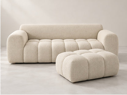 Melora Channel Sofa and Ottoman Set – 210 cm — Ivory Textured Fabric alternate view; generated visualisation