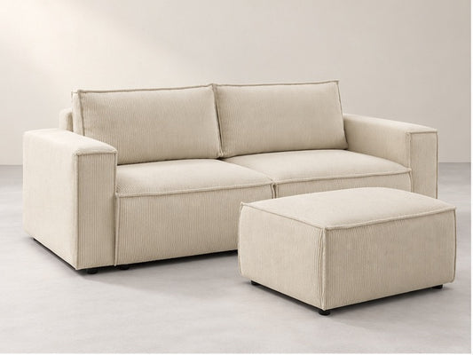 Nivaro Sofa and Ottoman Set – 245 cm — Ivory Textured Fabric; generated visualisation