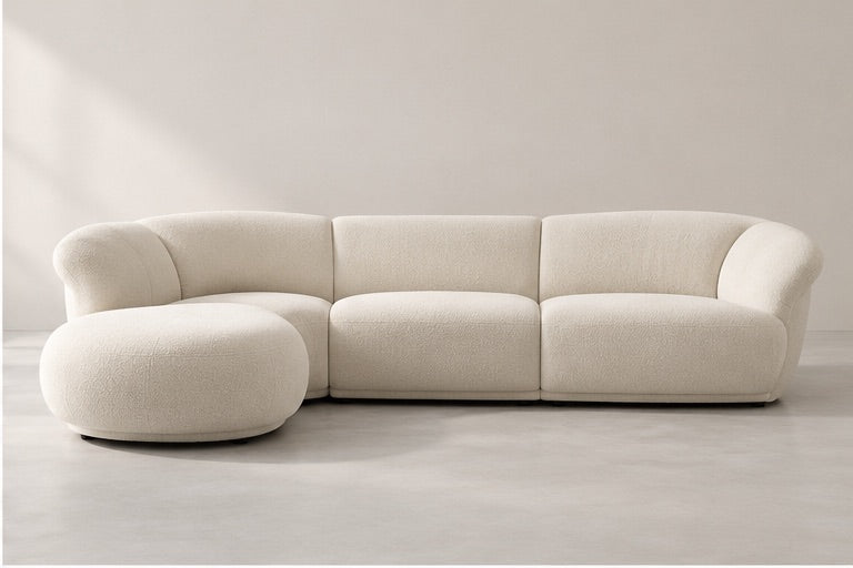 Norven Curved Corner Sofa – 312 cm — Ivory Textured Fabric alternate view; generated visualisation