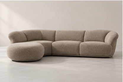 Norven Curved Corner Sofa – 312 cm — Taupe Bouclé; generated visualisation