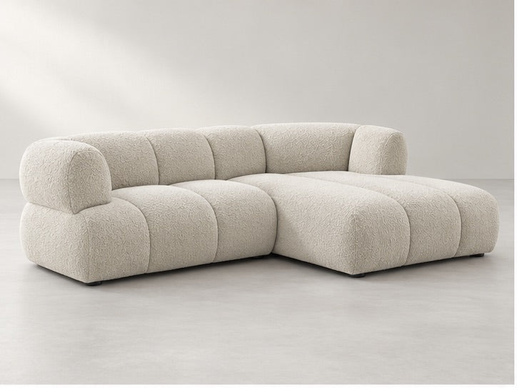Pamora Low Chaise Sofa – 253 cm — Ivory Textured Fabric; generated visualisation