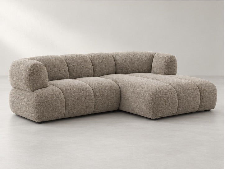 Pamora Low Chaise Sofa – 253 cm — Taupe Bouclé; generated visualisation