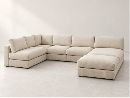 Paravel Modular Panoramic Sofa – 369 cm — Ivory Textured Fabric; generated visualisation