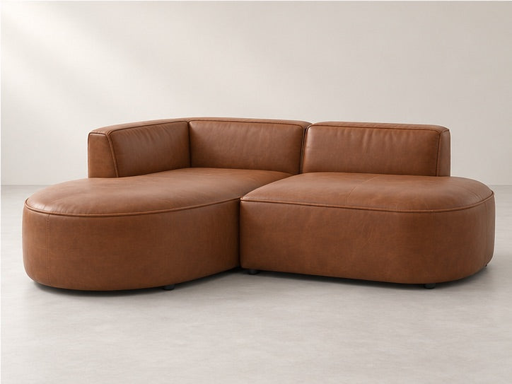 Roussel Rounded Chaise Sofa – 250 cm — Cognac Leather; generated visualisation