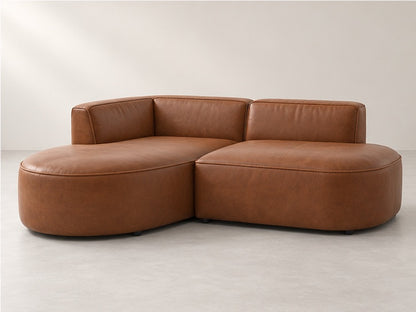 Roussel Rounded Chaise Sofa – 250 cm — Cognac Leather; generated visualisation