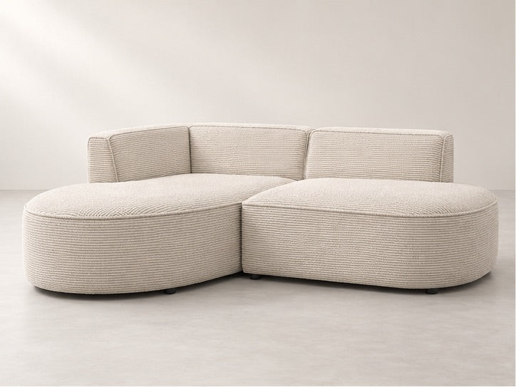 Roussel Rounded Chaise Sofa – 250 cm — Ivory Textured Fabric; generated visualisation