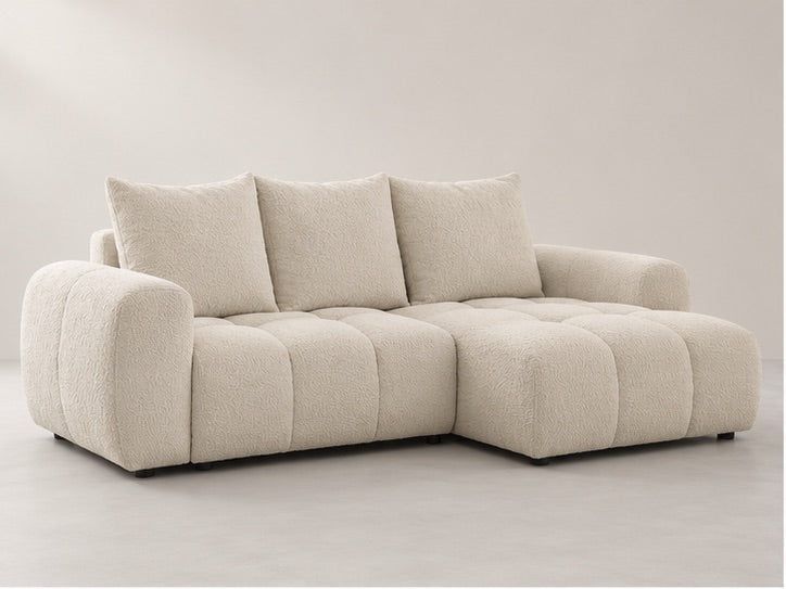 Roselle Rounded Chaise Sofa – 258 cm — Ivory Textured Fabric; generated visualisation