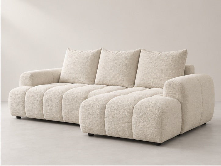 Roselle Rounded Chaise Sofa – 258 cm — Ivory Textured Fabric alternate view; generated visualisation