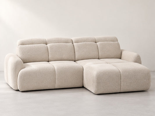 Ruvo Channel Chaise Sofa – 284 cm — Ivory Textured Fabric; generated visualisation